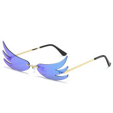 sunglasses women wing fashion personalezed cute rimless shades custom designer luxury metal  flame 2020 new arrivals 77016